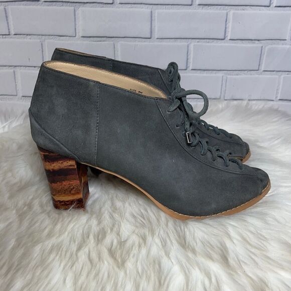 Anthro Farylrobin Suede Lace-Up PeepToe Heels Sz 8 - Picture 4 of 6